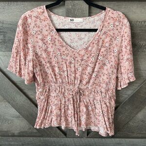 SO Women's Pink Floral Top